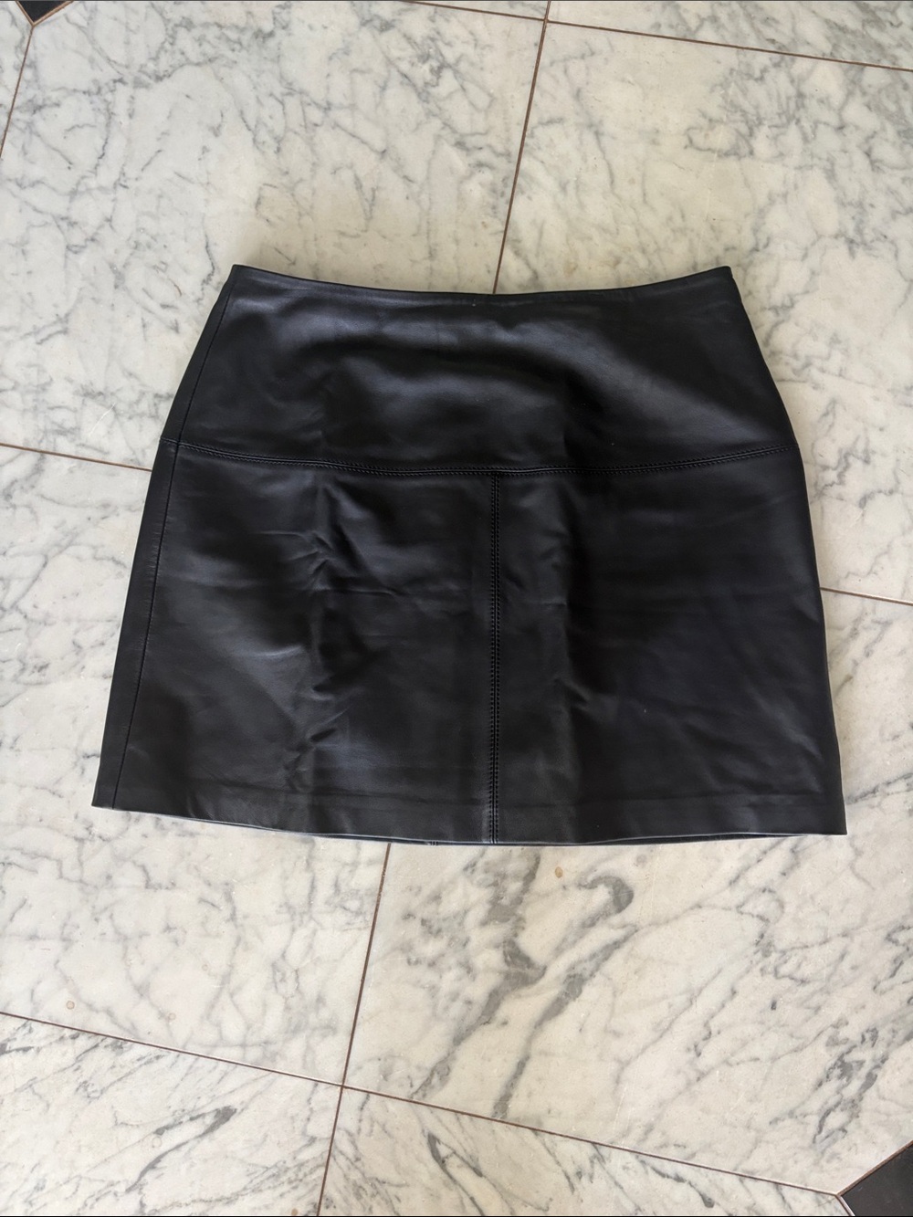 Ted Baker London Black Ovine (Sheep) Leather Mini Skirt size 4-6